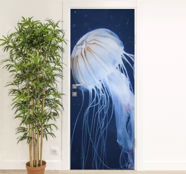Naklejka na drzwi sztuka oceaniczna z meduzami - TenStickers