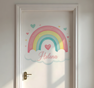 Naklejka na drzwi tęcza do pokoju dziecięcego - TenStickers