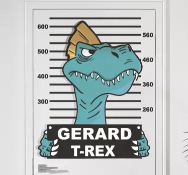 Naklejka na drzwi z imieniem dinozaura - TenStickers