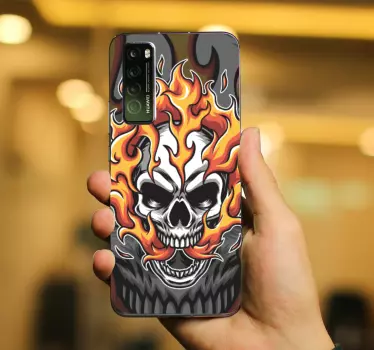 Naklejka na Huaweia projekt płomienia czaszki - TenStickers