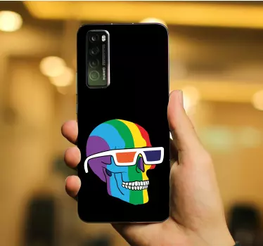 Naklejka na Huaweia tęczowa czaszka - TenStickers