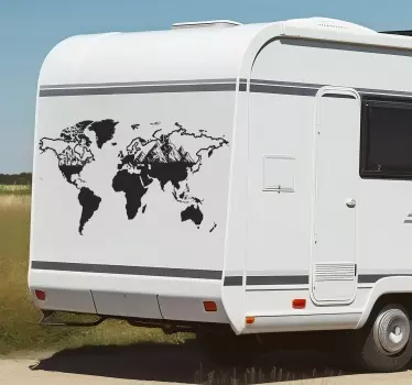 Naklejka na kampera mapa świata z górami - TenStickers