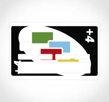 Naklejka na kartę kredytową +4 uno gra karciana - TenStickers