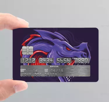 Naklejka na kartę kredytową fioletowy smok - TenStickers
