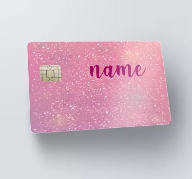 Naklejka na kartę płatniczą różowy brokat i personalizacja - TenStickers