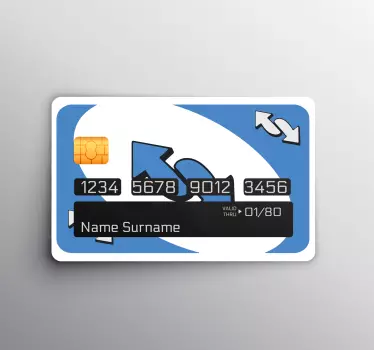 Naklejka na kartę kredytową Uno gra w niebieskie karty - TenStickers