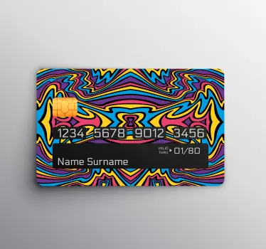 Naklejka na kartę kredytową żywe kolory groovy linie - TenStickers