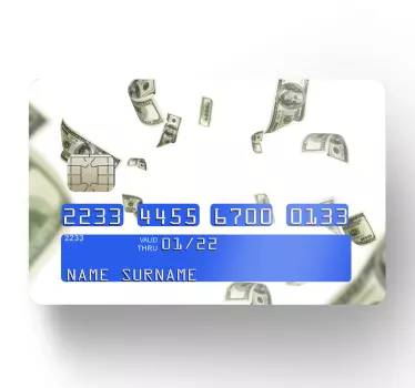Naklejka na kartę pływające banknoty dolarowe - TenStickers