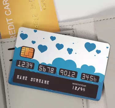 Naklejka na kartę wzór chmur z sercami - TenStickers