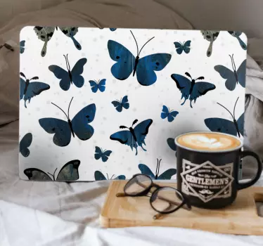 Naklejka na laptop Niebieski brokatowy motyl - TenStickers