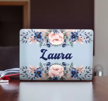 Naklejka na laptop Piękny transparent kwiatowy liście - TenStickers