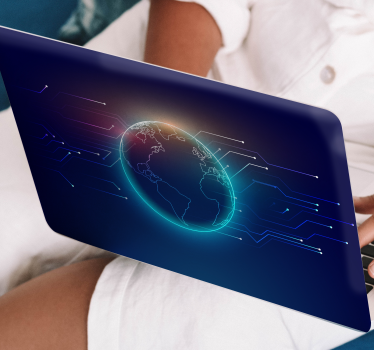 Naklejka na laptopa planeta i sieć telekomunikacji - TenStickers