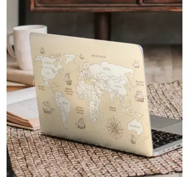 Naklejka na laptopa Antyczna mapa świata - TenStickers