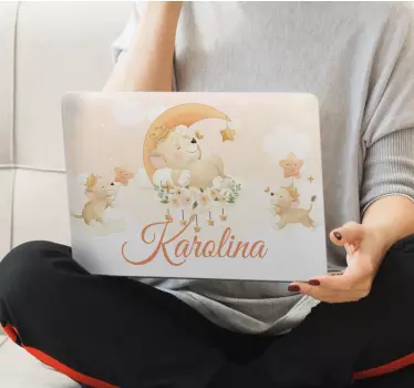 Naklejka na laptopa małe misie z imieniem - TenStickers