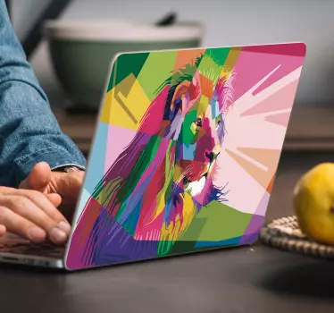 Nalepka na laptopa Kolorowy lew - TenStickers