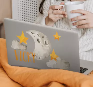 Naklejka na laptopa personalizowane księżyc i gwiazdy - TenStickers