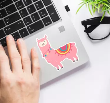 Nalepka na laptopa Różowa lama - TenStickers