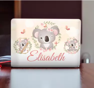 Naklejka na laptopa z imieniem małego koali - TenStickers