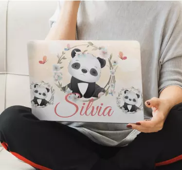 Naklejka na laptopa z imieniem małych pand - TenStickers