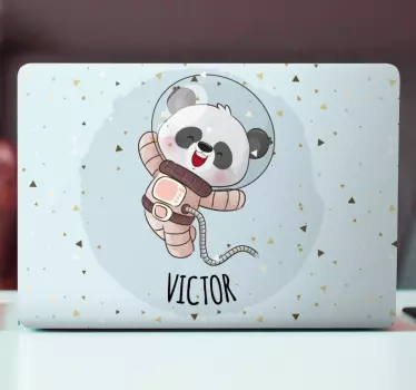 Naklejka na laptopa panda astronauta z imieniem - TenStickers