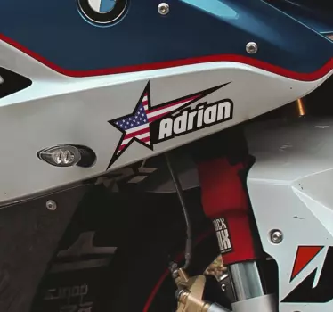 Naklejka na motocykl gwiazda z flagą - TenStickers