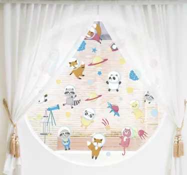 Naklejka na okno zwierzęta w kosmosie - TenStickers
