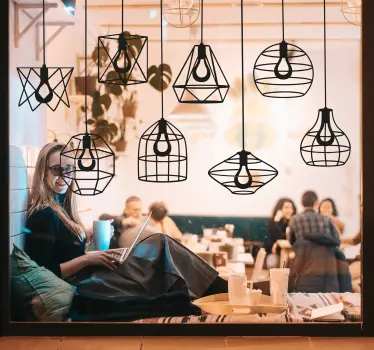 Naklejka na okno geometryczne lampy - TenStickers