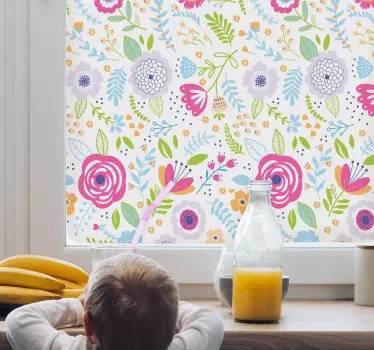Naklejka na okno Kolorowe kwiaty - TenStickers