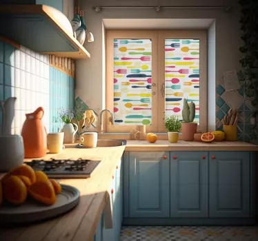 Naklejka na okno kolorowe sztućce - TenStickers