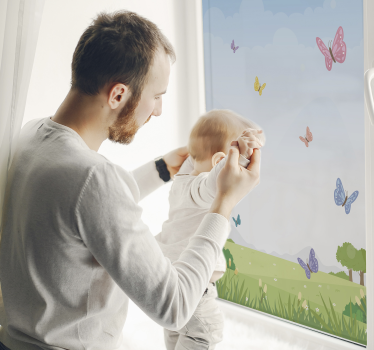 Naklejka na szybę motyle wiosenna trawa - TenStickers