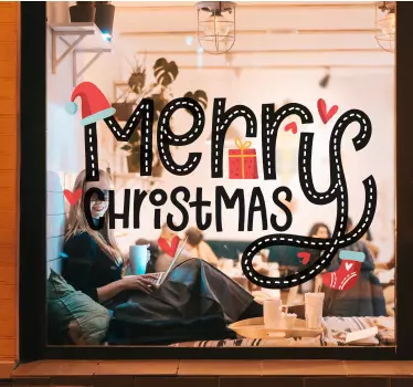 Naklejka świąteczna na witrynę sklepową Merry Christmas - TenStickers