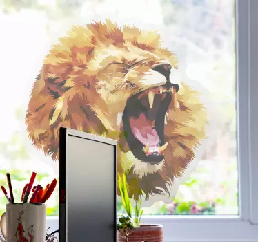 Naklejka na szybę wściekła głowa lwa - TenStickers