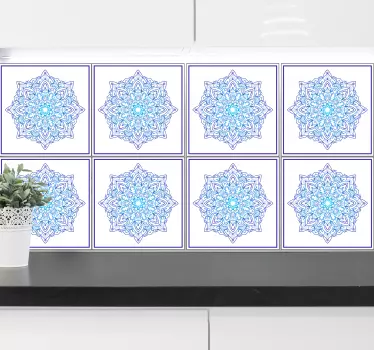 Naklejka na płytki Delfts niebieska mandala - TenStickers