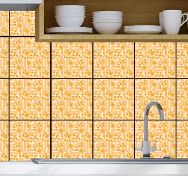 Naklejka na płytki Pomarańczowe płytki geometryczne - TenStickers