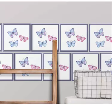 Naklejka na płytki Różowe i niebieskie motyle - TenStickers