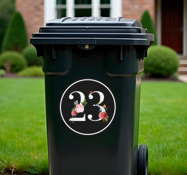 Naklejka na pojemnik etykieta z numerem kwiatowym - TenStickers