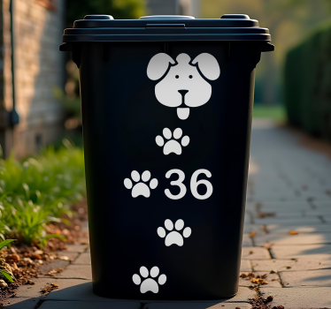 Naklejka na pojemnik niestandardowy odcisk łapy psa - TenStickers
