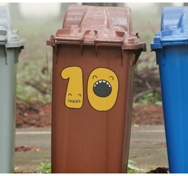 Naklejka na pojemnik radosne numerkowe twarze - TenStickers