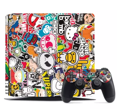 Naklejka na PS4 kolaż postaci z kreskówek - TenStickers