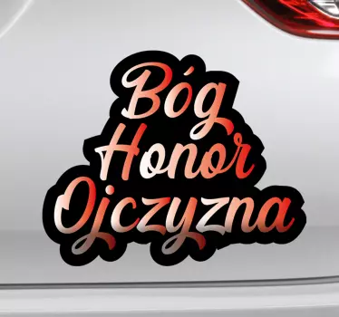 Naklejka na samochód Bóg Honor Ojczyzna - TenStickers