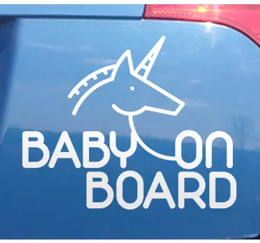 Naklejka na samochód dziecko w aucie jednorożec - TenStickers