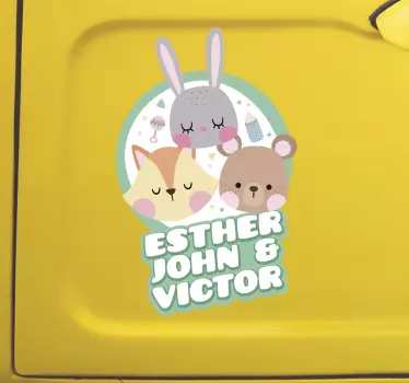 Naklejka na auto dziecko na pokładzie Imiona na samochód - TenStickers