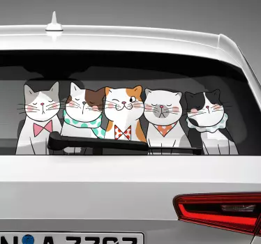 Naklejka na samochód pięć kotków - TenStickers