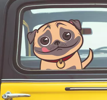 Naklejka na samochód przyjazny mops - TenStickers
