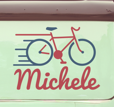 Naklejka na samochód rower z imieniem - TenStickers