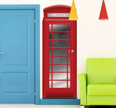 Naklejka na ścianę do salonu angielska budka telefoniczna - TenStickers