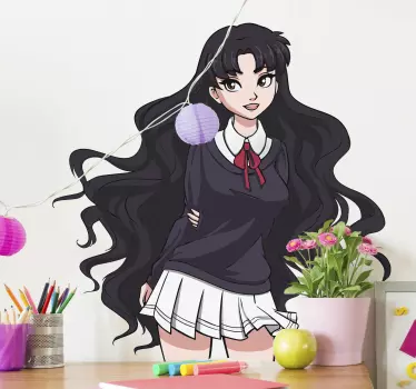 Naklejka na ścianę Anime długowłosa uczennica - TenStickers