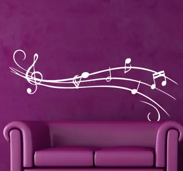 Naklejka na ścianę artystyczna pięciolinia - TenStickers