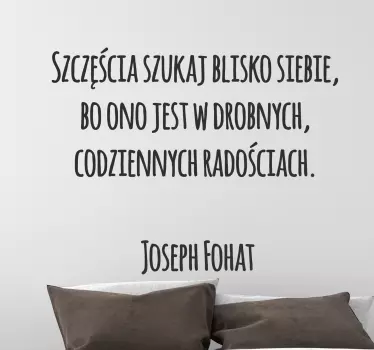 Naklejka na ścianę cytat o szczęściu  - TenStickers