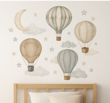 Naklejka na ścianę dla dzieci beżowe balony w gwiazdki - TenStickers
